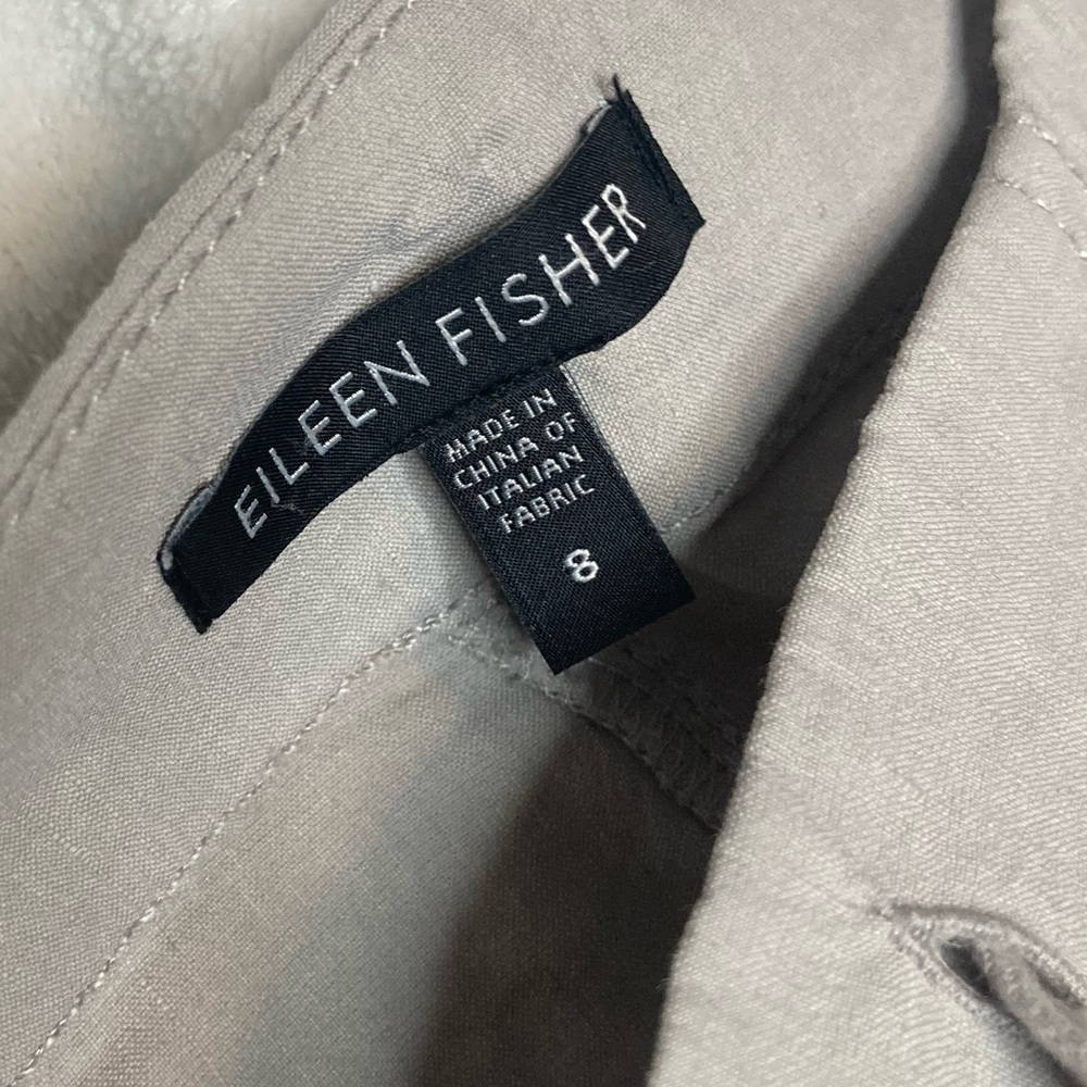 EILEEN FISHER Pants 8 Linen Blend Cargo Utility Cropped Capri Gray Neutral - Picture 5 of 6
